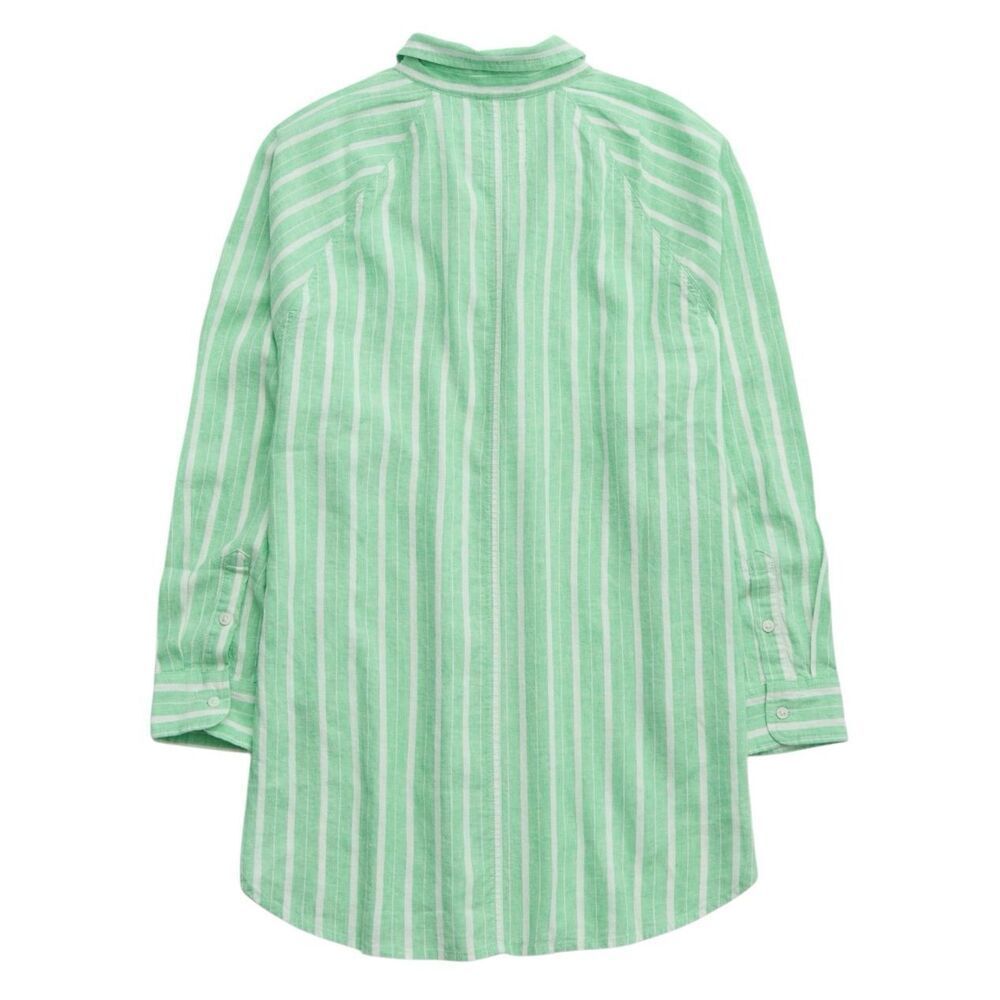 Aerie linen blend coverup shirt button down celebrity green stripes XS - Picture 2 of 13